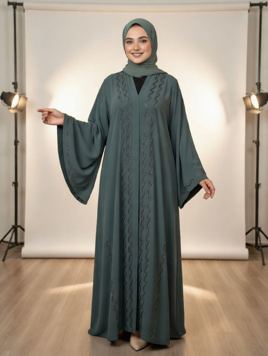 Noor’s-Teal Green Abaya set-2pc