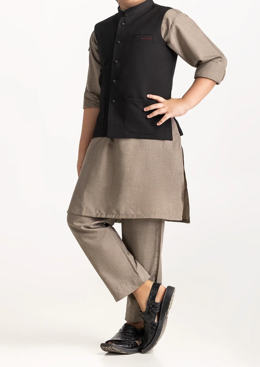 Black-Kids waistcoat 1pc-Gul Ahmed