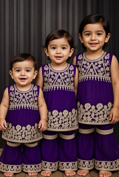 Baby Purple Shararah-2pc