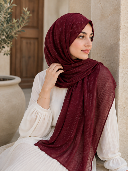 Fancy Chiffon Hijabs W/Shimmer Lines