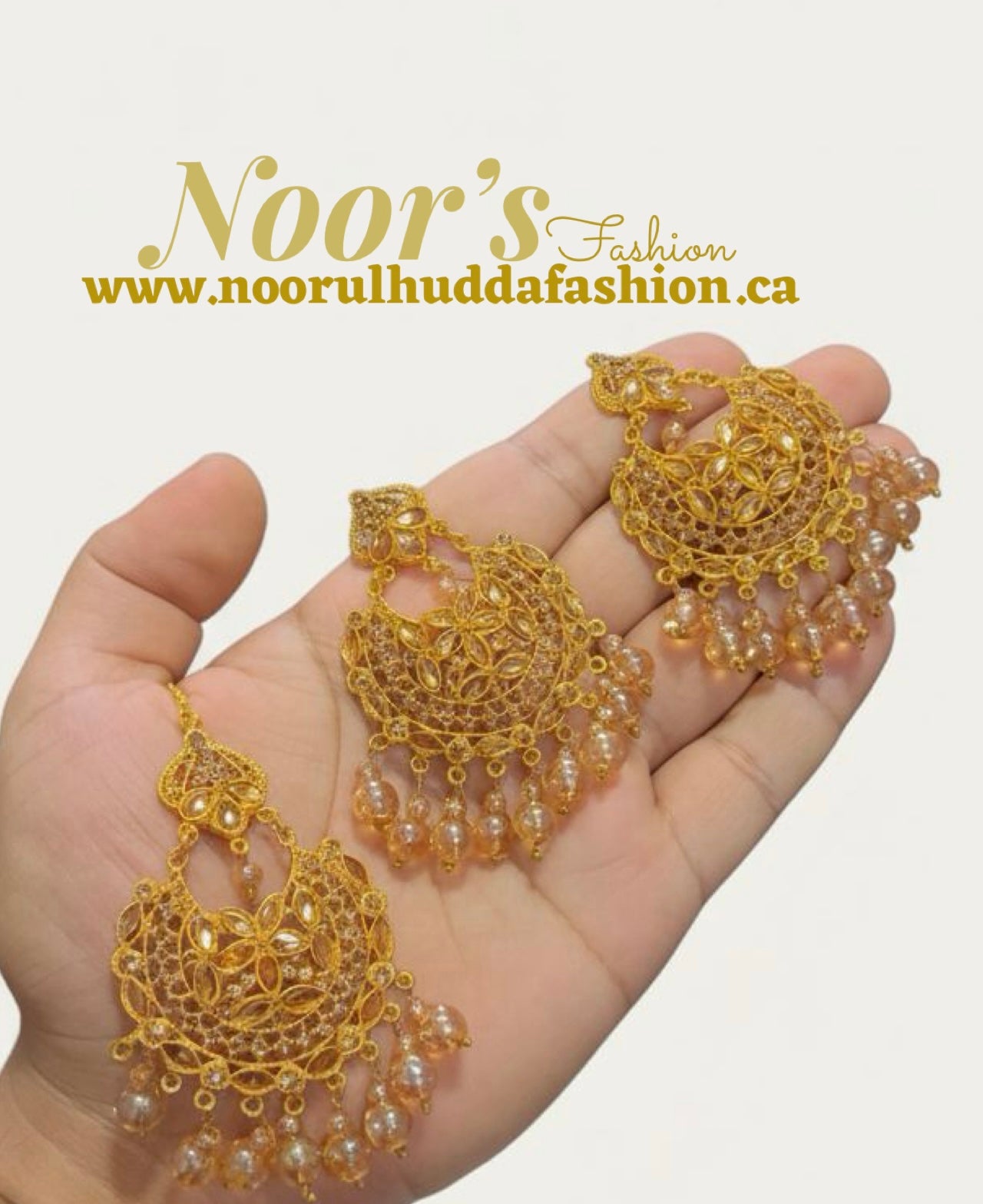 Golden-Kundan Earings and Tikka