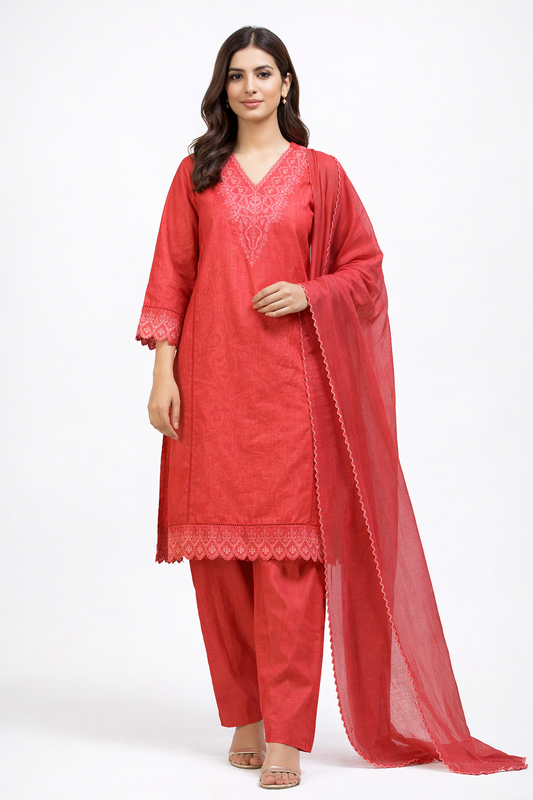 Brand:MTJ-3pc Cross Hatch Khaddar