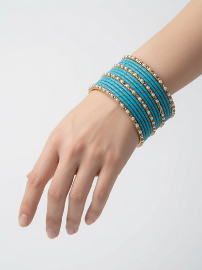 Size: 2.8 Blue & Pearl Bangles