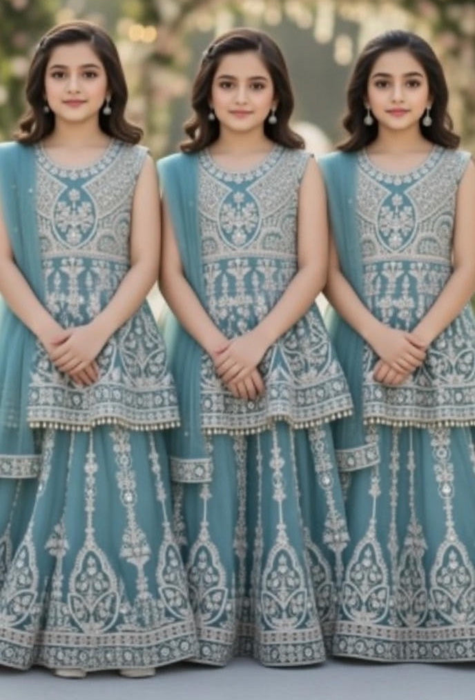 Noor’s-Teal Blue Lehnga-3Pc