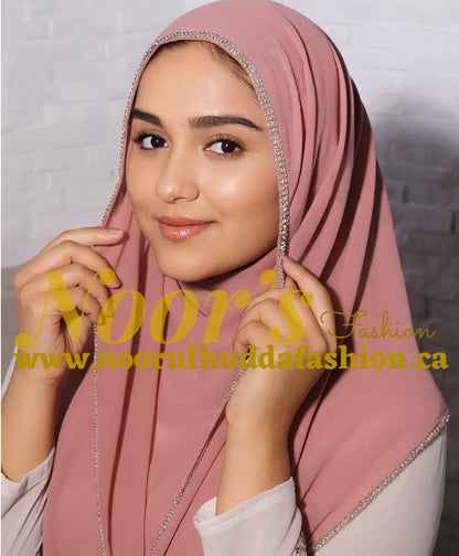 Chiffon Fancy Hijab with Crystal Beads