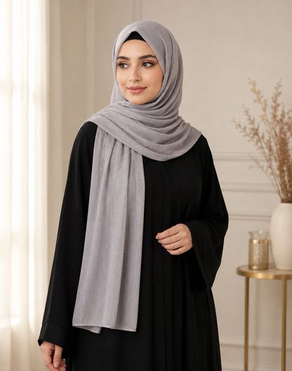 Fancy Chiffon Hijabs W/Shimmer Lines
