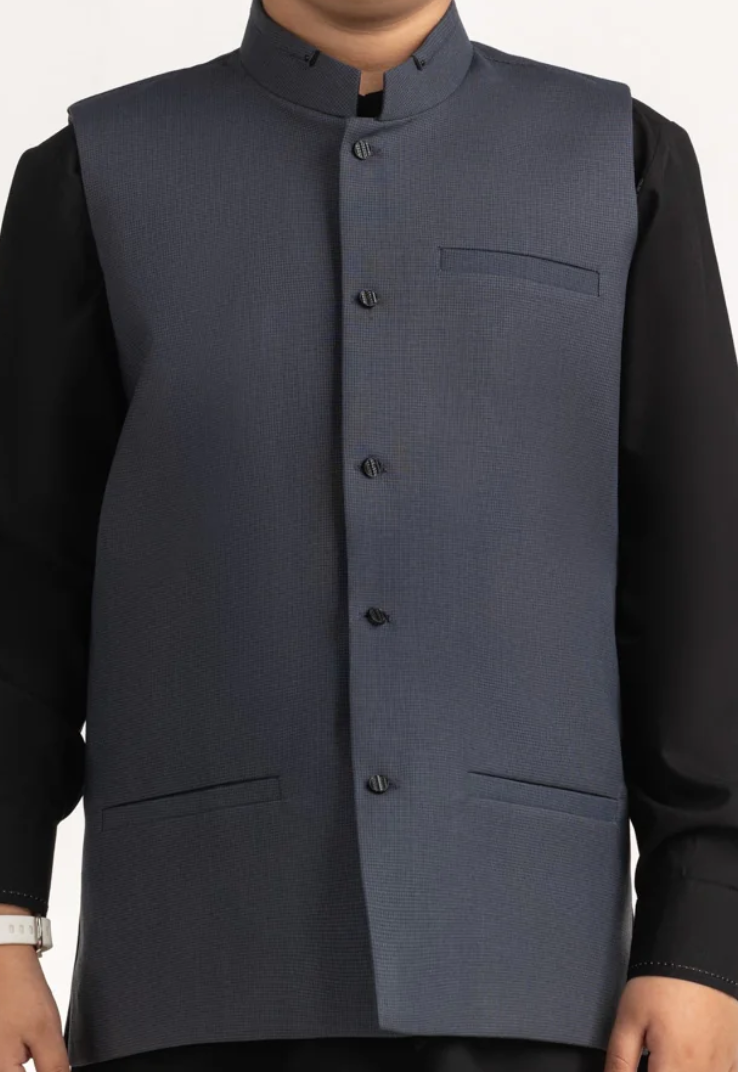 Dark Grey-Kids waistcoat 1pc-Gul Ahmed