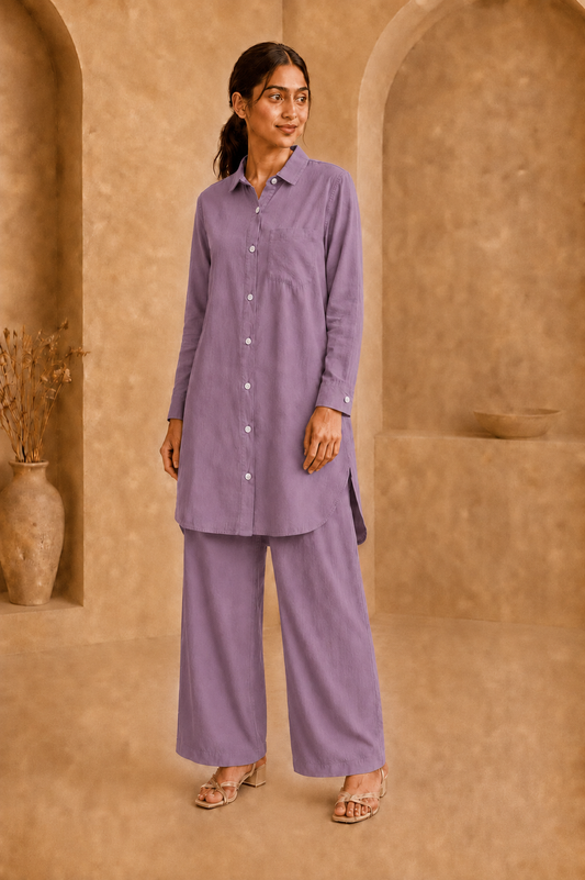 Medium Length W/Buttons-Dusty Lavender