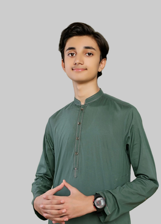 Green-Kameez Shalwar-Teen Boys-MTJ