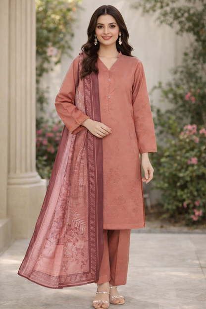 Brand:MTJ-3pc Peach Jacquard