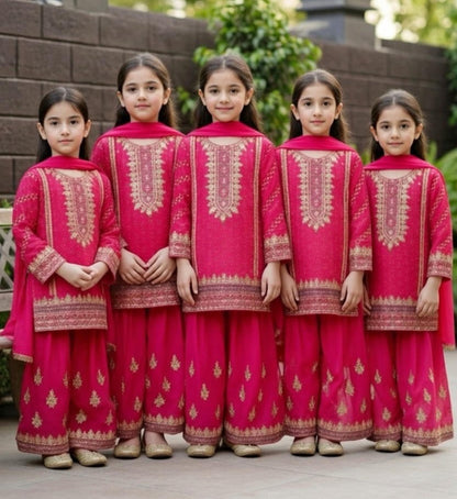 Noor’s-3Pc Sharara-Fuchsia