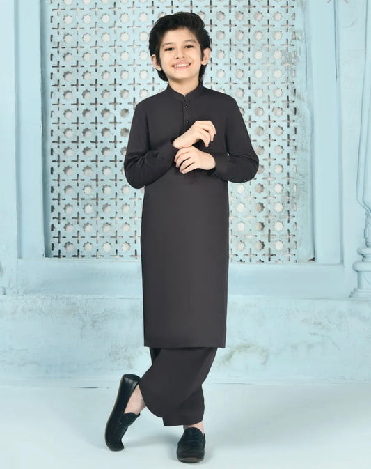Dark Brown-Kameez Shalwar-Kids Boys- J.