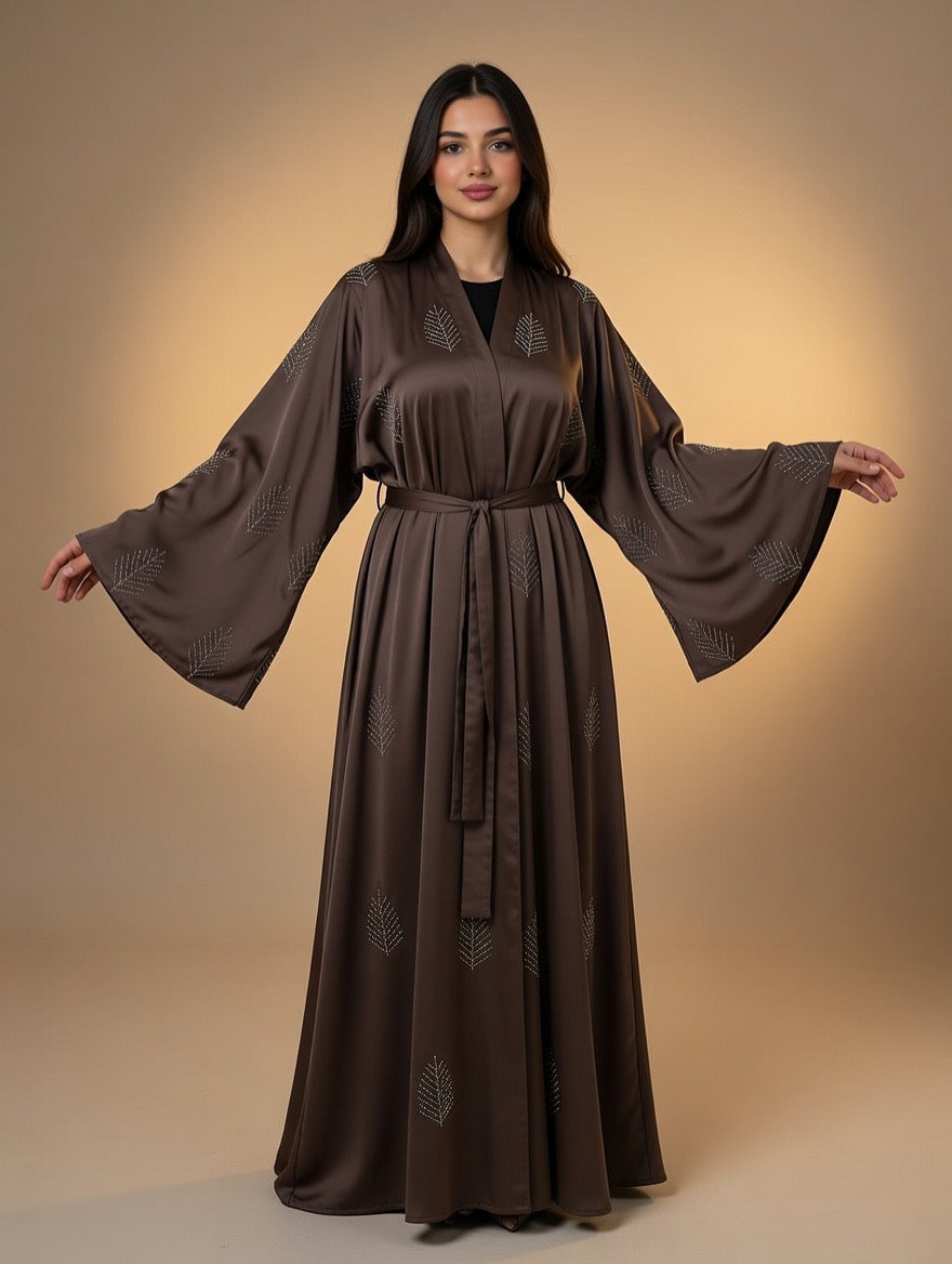 Noor’s-Dark Brown Abaya set-2pc