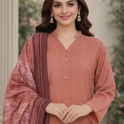 Brand:MTJ-3pc Peach Jacquard