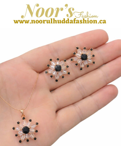 Golden Black-3D Zircon Locket Set