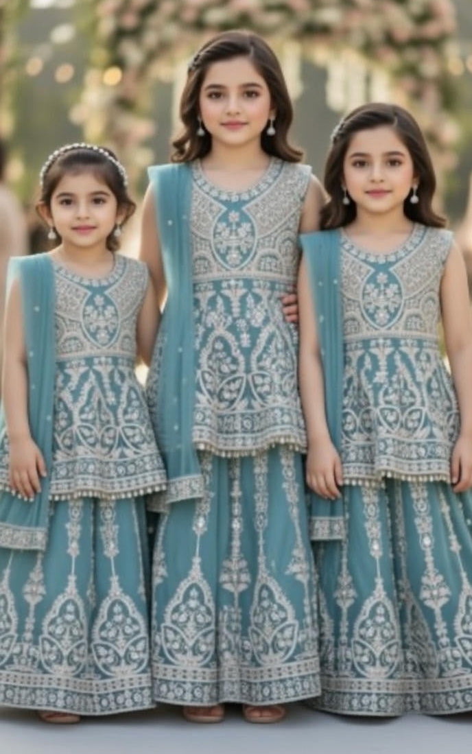 Noor’s-Teal Blue Lehnga-3Pc