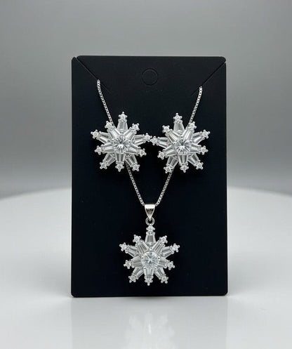 Silver-3D Zircon Locket Set