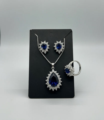 Blue-3D Zircon Locket Set