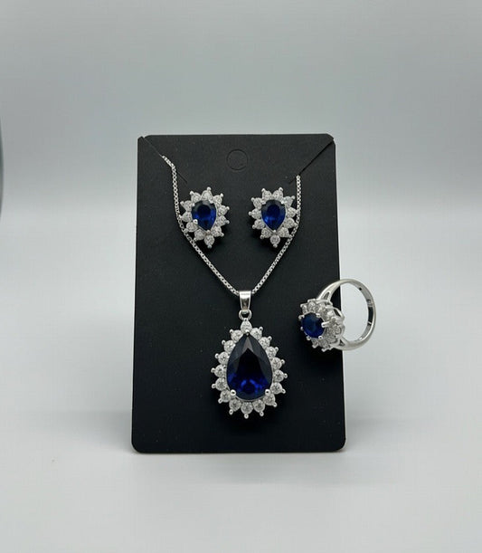 Blue-3D Zircon Locket Set