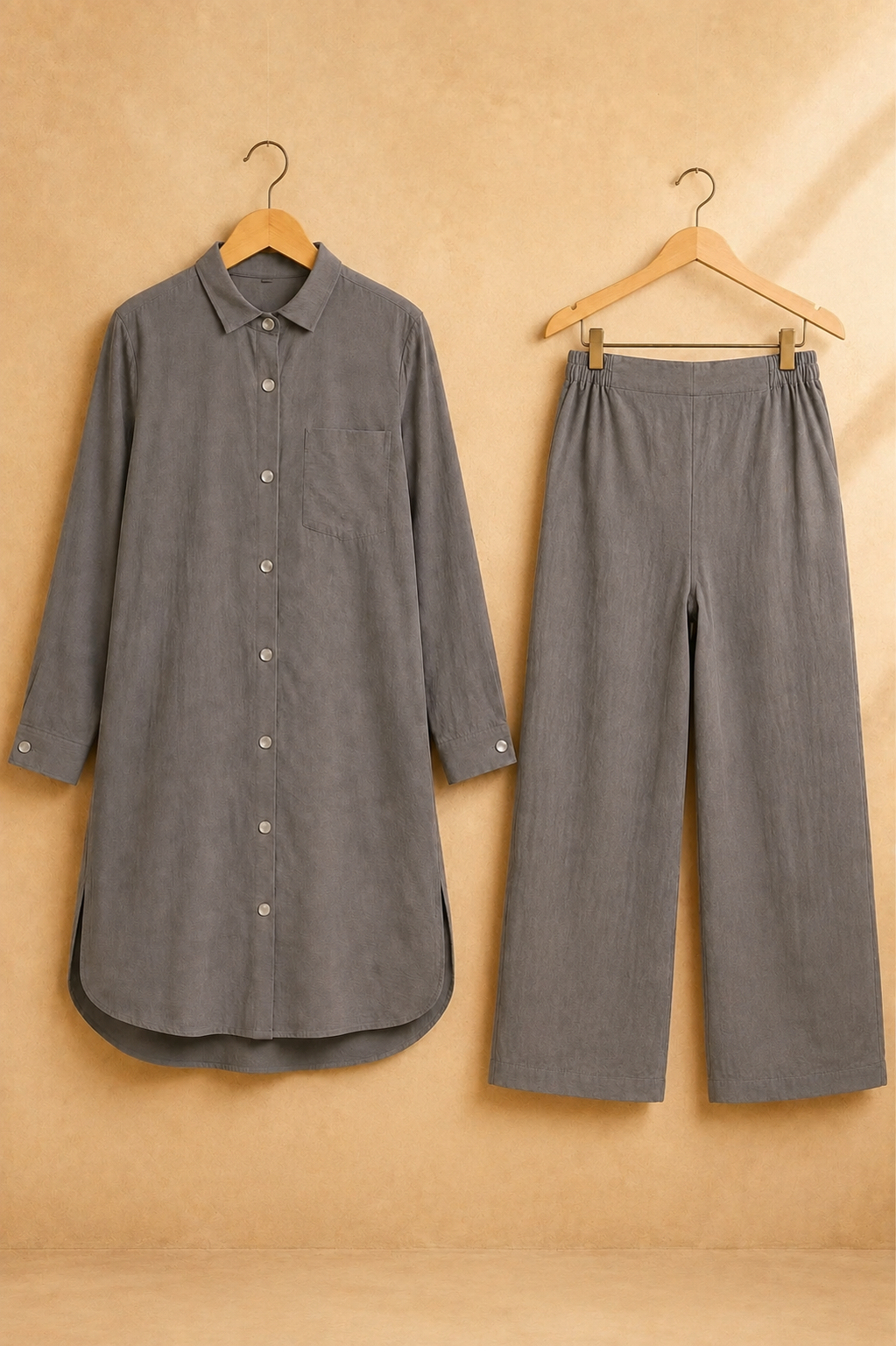Medium Length W/Buttons-Purple Grey