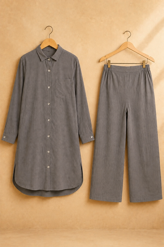 Medium Length W/Buttons-Purple Grey