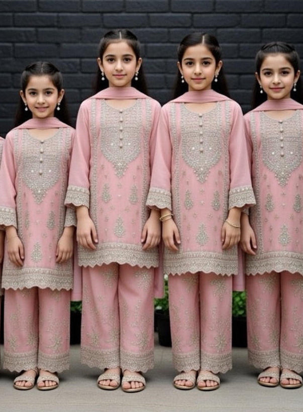 Noor’s-Pink Festive Kameez shalwar-3Pc