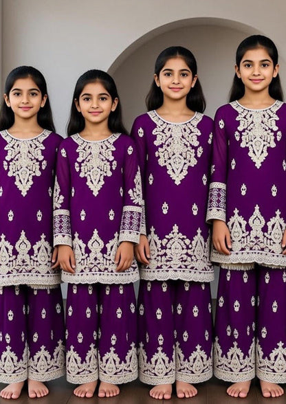 Noor’s-3Pc Sharara-Dark Purple