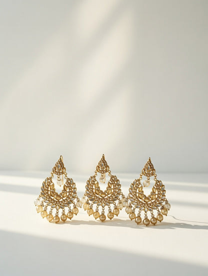 Gold-Kundan Earings and Tikka