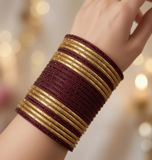 Size: 2.6 Maroon & Gold Bangles