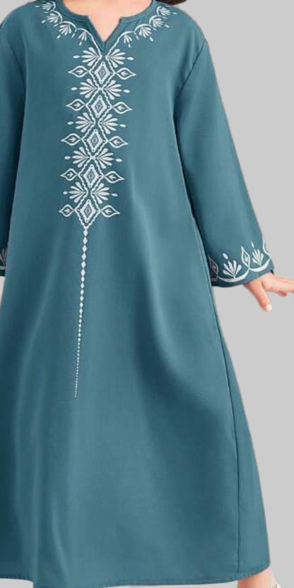 Noor's-Light Teal Blue Dress/Abaya