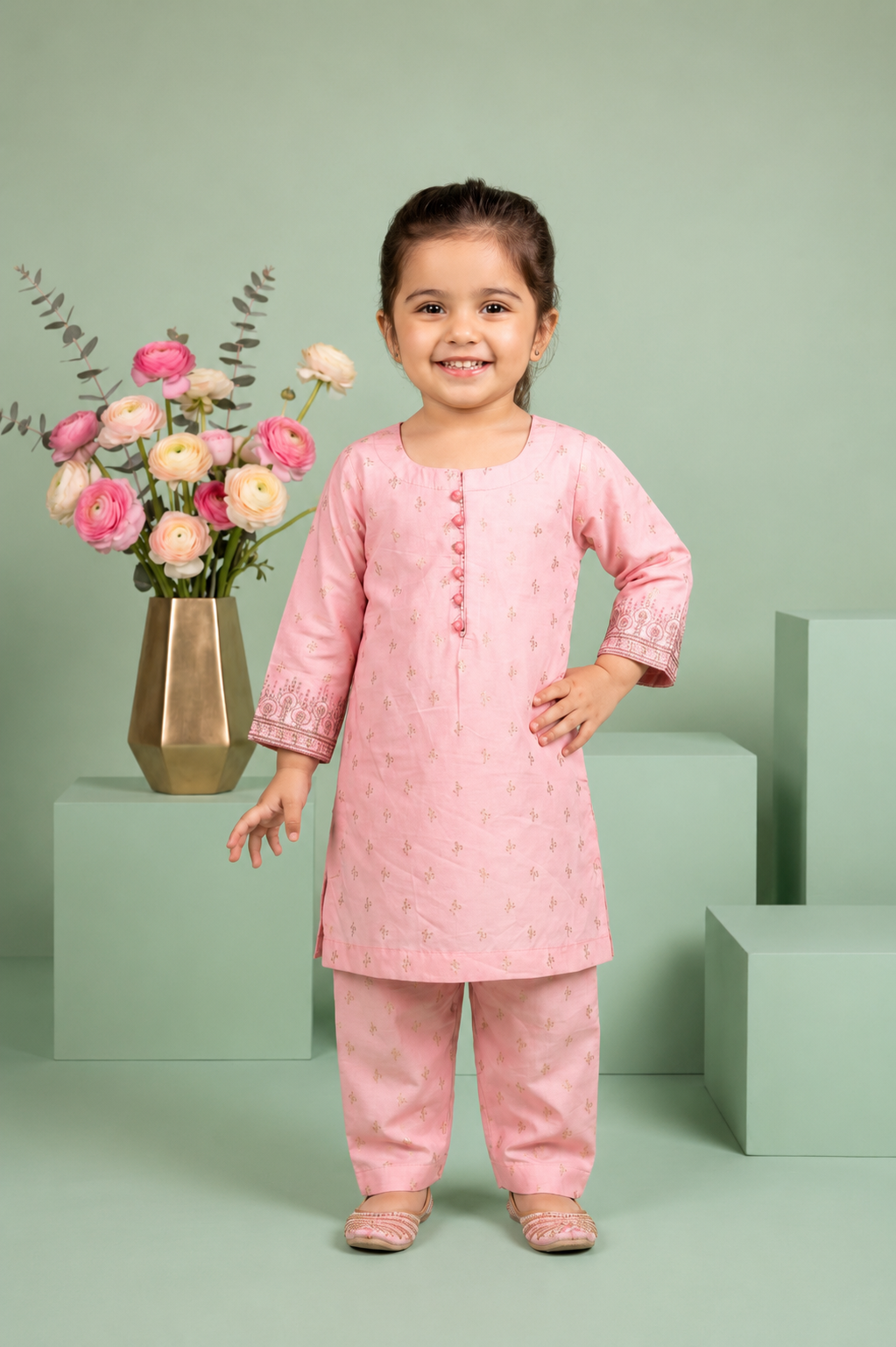 Baby Kameez shalwar-2pc Pink