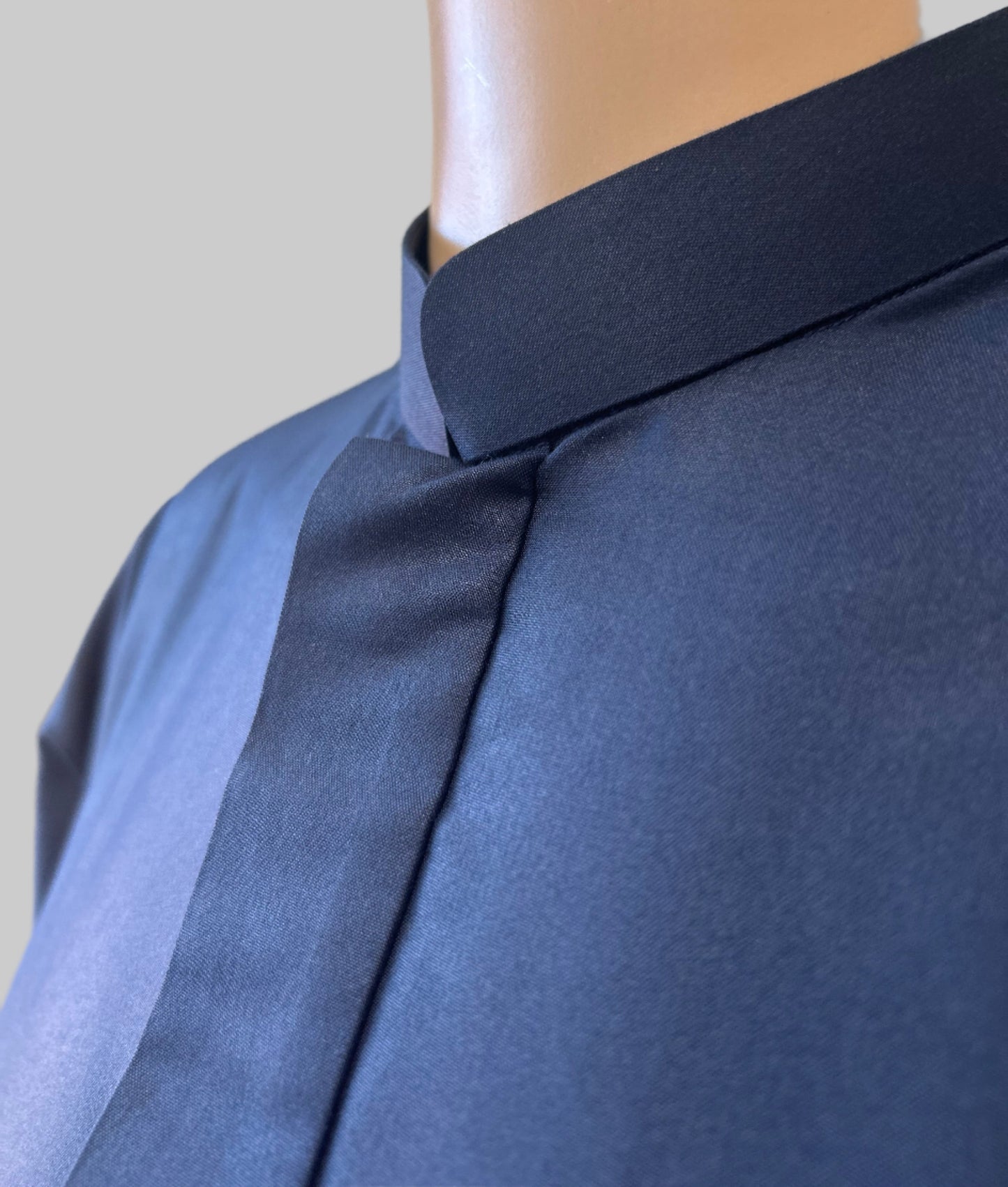 Navy Blue-Noor’s-Thobe/Jubba-Plain Band Collar