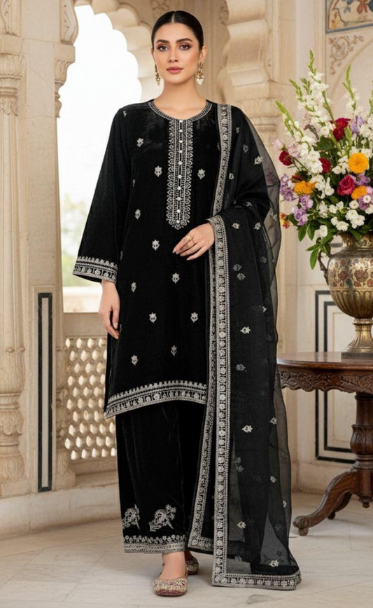 Noor’s-3Pc Velvet-Black