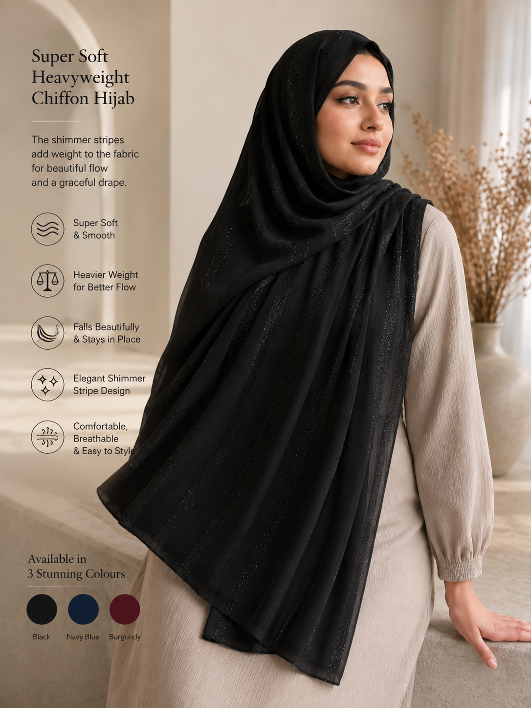 Chiffon Hijabs with Simmer Lines