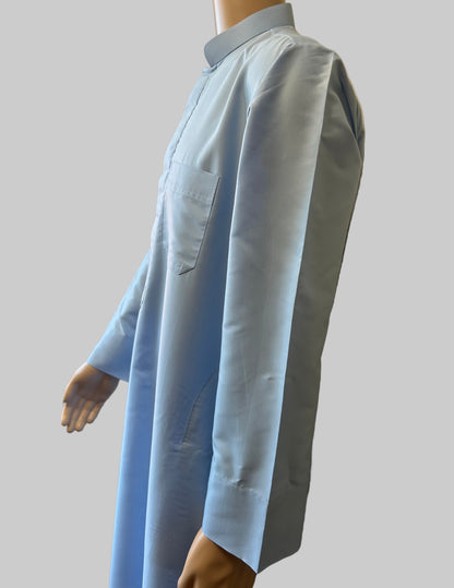Sky Blue-Noor’s-Thobe/Jubba-Plain Band Collar