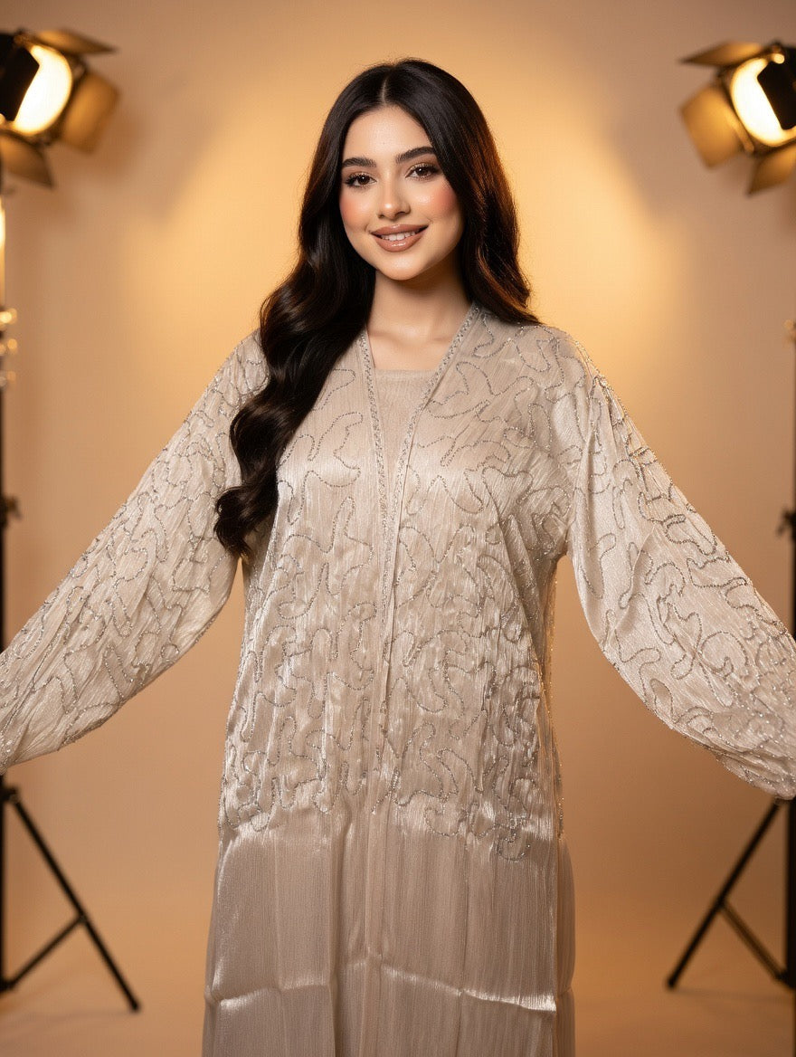 Noor’s-Light Tea pink Abaya set-2pc