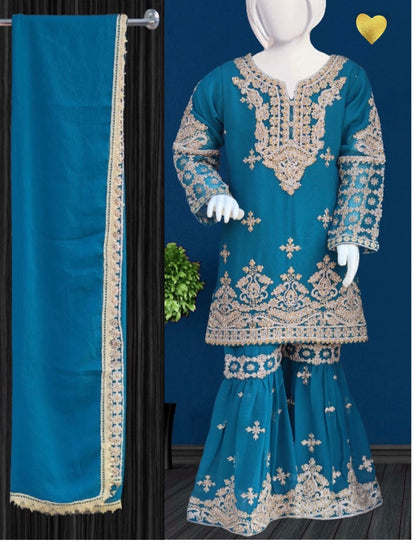 Noor’s 3pc Shararah Set-Blue