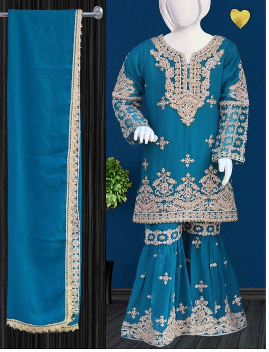 Noor’s 3pc Shararah Set-Blue