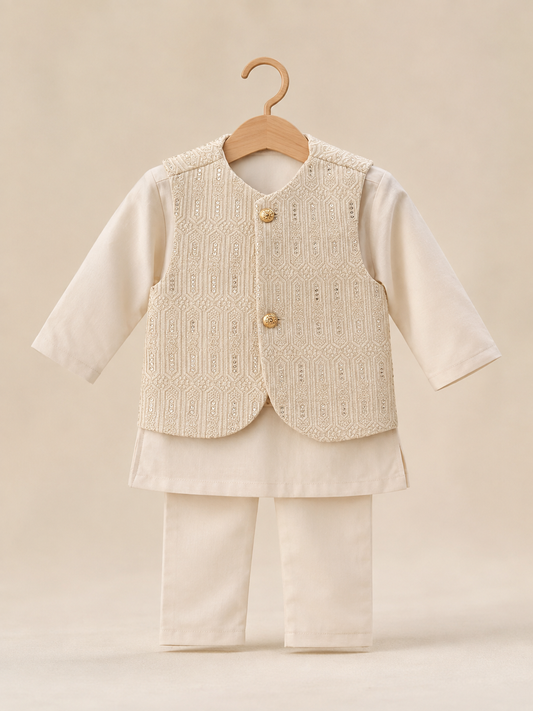 3pc White Outfit-baby boys
