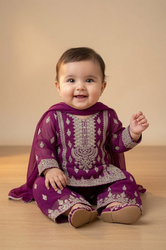 Fancy Kameez Shalwar -3Pc Magenta