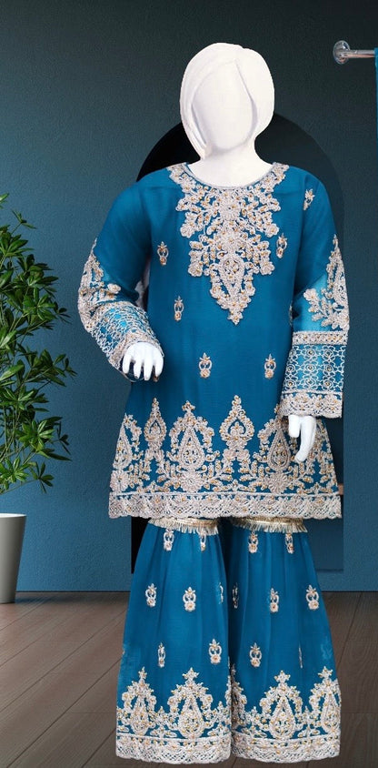 Noor’s-3Pc Shararah-Teal