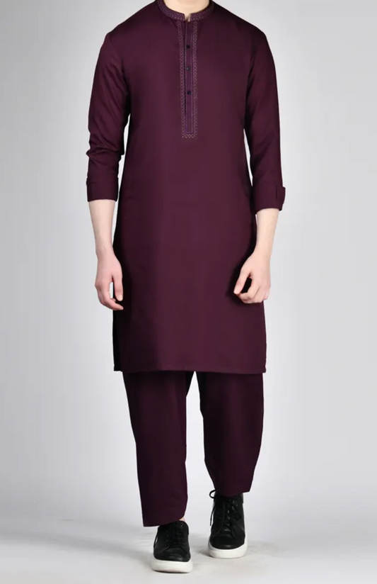 J. Burgundy-KameezShalwar-TeenBoys