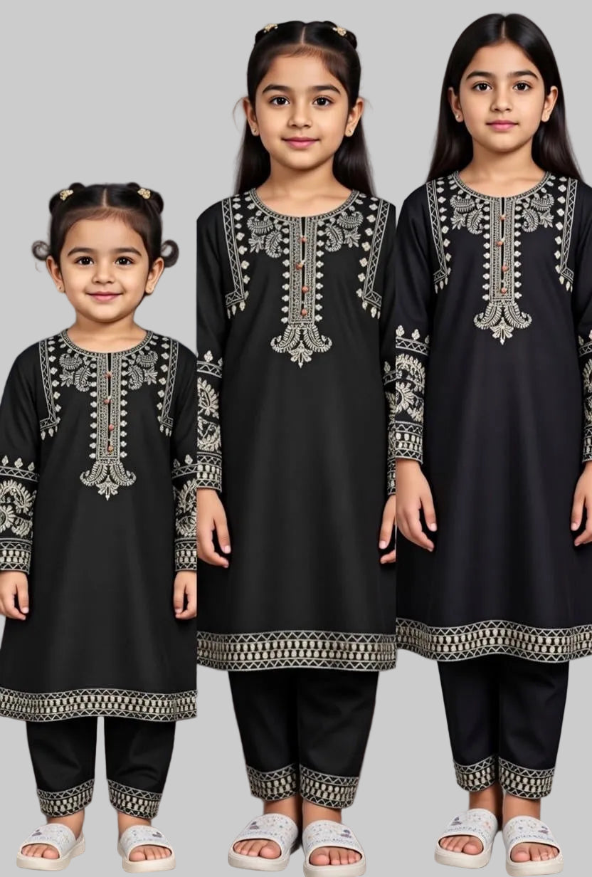 Noor’s-Black Linen Kameez Shalwar-3Pc