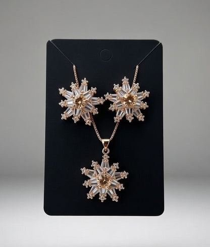 Champagne Golden-3D Zircon Locket Set