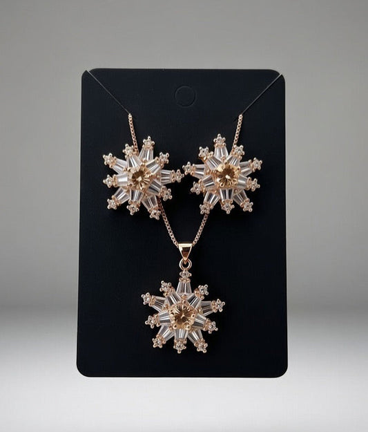 Champagne Golden-3D Zircon Locket Set