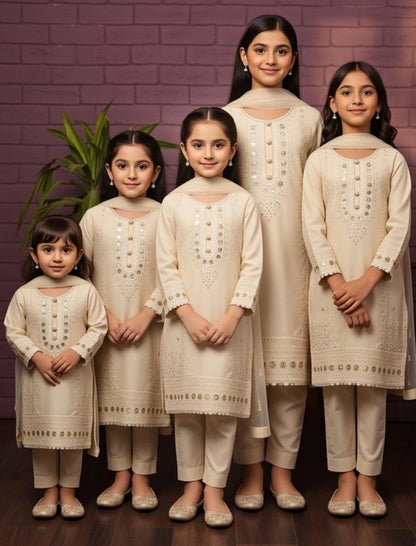 Noor’s-Off White Dhanak Kameez Shalwar