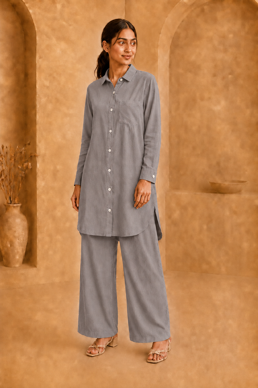 Medium Length W/Buttons-Purple Grey