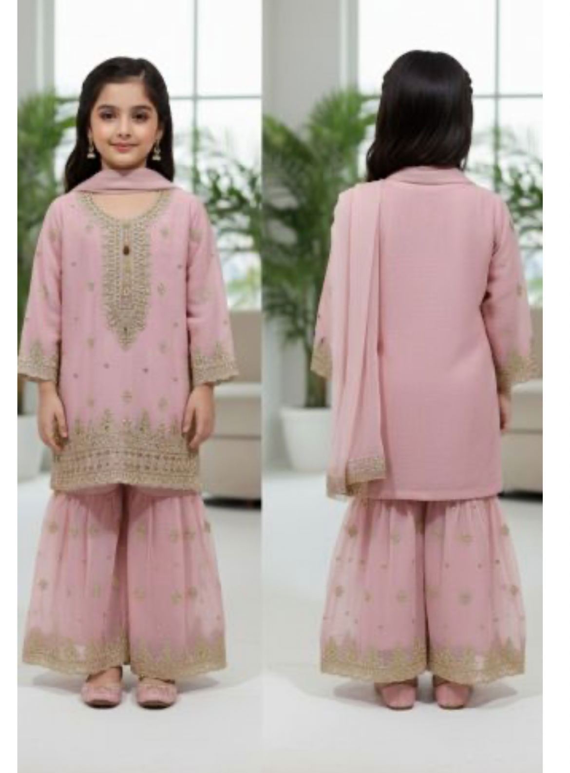 Noor’s-3Pc Sharara-Light Pink