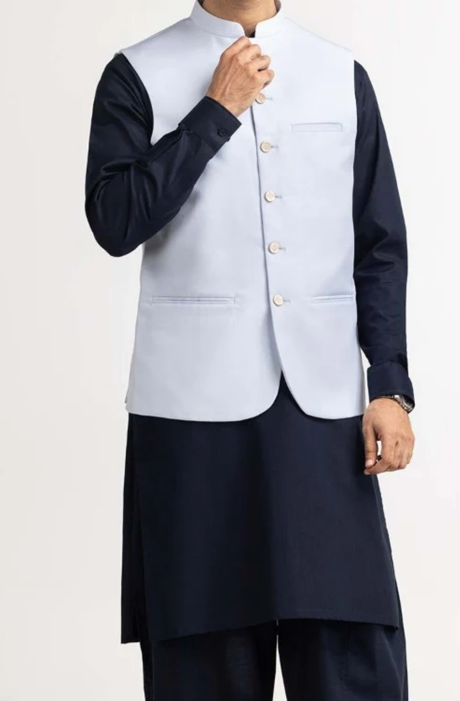 Ice Blue-waistcoat Gents-Brand: Gul Ahmed