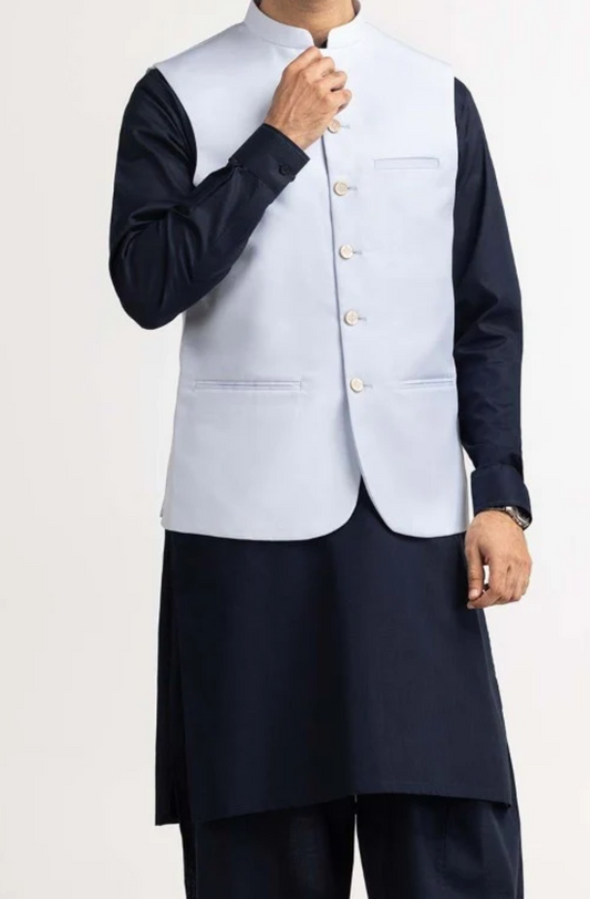 Ice Blue-waistcoat Gents-Brand: Gul Ahmed